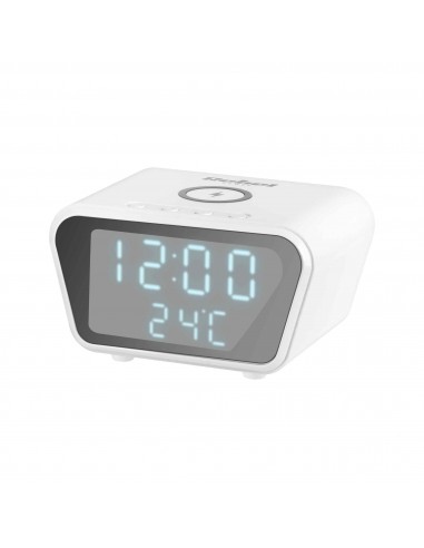 Ψηφιακό ρολόι-ξυπνητήρι με ασύρματο φορτιστή Rebel Λευκό RB-6303