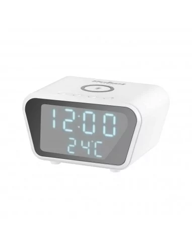 Ψηφιακό ρολόι-ξυπνητήρι με ασύρματο φορτιστή Rebel Λευκό RB-6303 ExtraNET