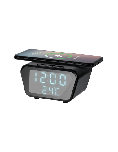 Ψηφιακό ρολόι-ξυπνητήρι με ασύρματο φορτιστή Rebel Μαύρο RB-6303